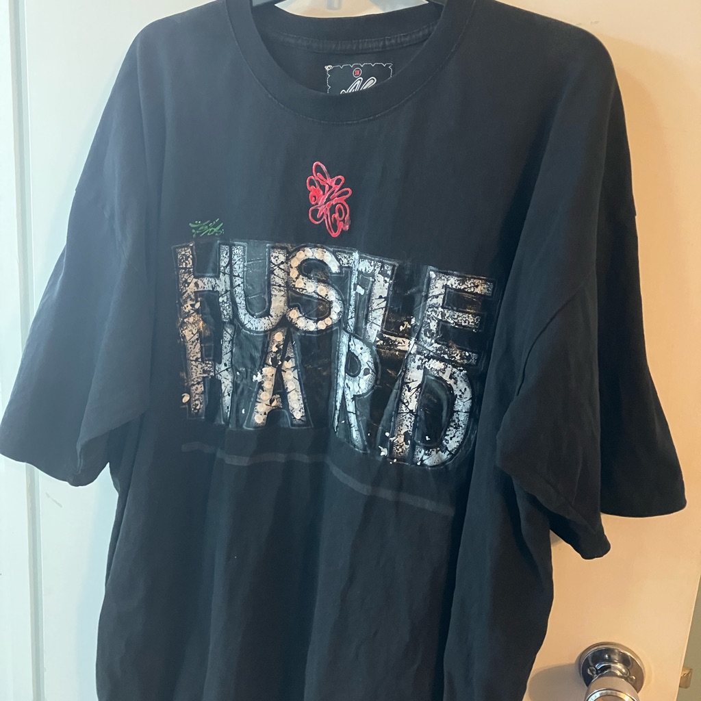 Safari Brand Handpainted Hustle Hard Tee Mens 3x Black Streetwear